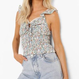 Vision apparel women’s silk floral ruffle blouse PM L43-21